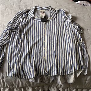 Blue and white stripe blouse